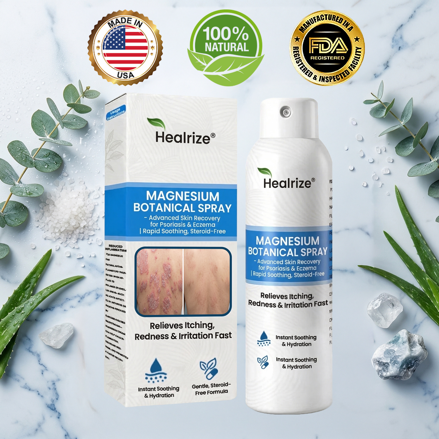 Healrize® Magnesium Botanical Spray🔥 – Advanced Skin Recovery for Psoriasis & Eczema | Rapid Soothing, Steroid-Free