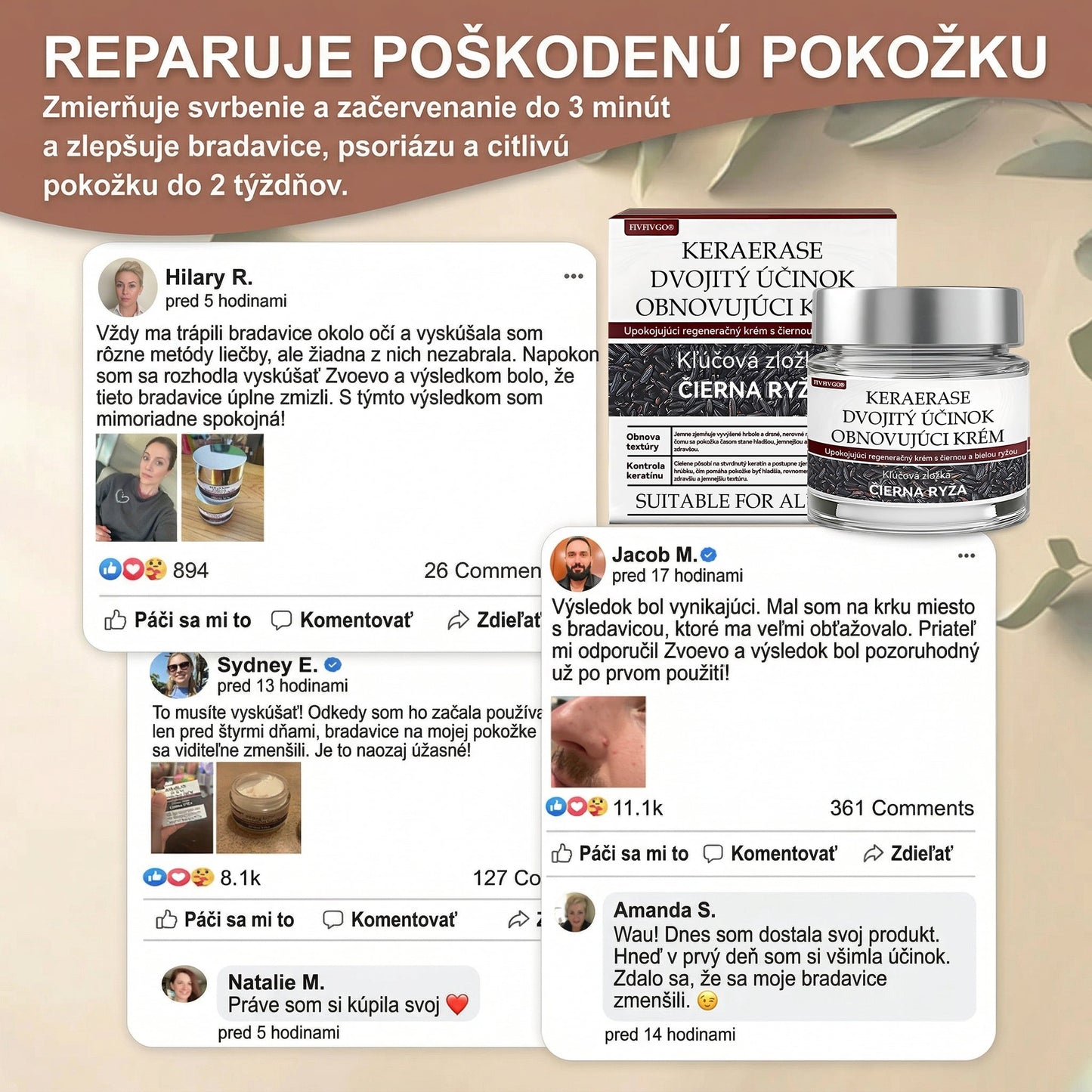 FIVFIVGO® Upokojujúci regeneračný krém s čiernou a bielou ryžou👨‍⚕️ Schválené ŠÚKL(Odstraňovanie bradavíc a kožných výrastkov, senilnej purpury, čerešňových angiómov, rakoviny kože a seboroickej keratózy).)⏰