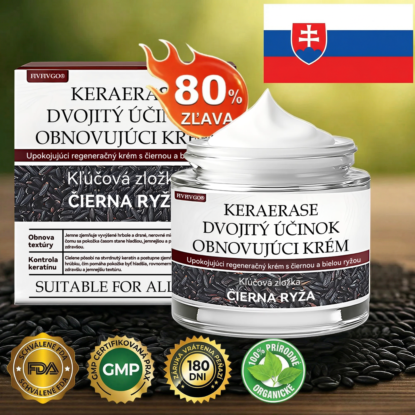FIVFIVGO® Upokojujúci regeneračný krém s čiernou a bielou ryžou👨‍⚕️ Schválené ŠÚKL(Odstraňovanie bradavíc a kožných výrastkov, senilnej purpury, čerešňových angiómov, rakoviny kože a seboroickej keratózy).)⏰